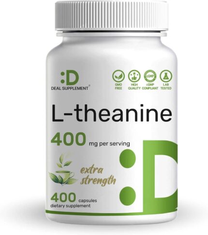 Deal Supplement L-Theanine 400mg Extra Strength Amino Acids for Focus & Relaxation Support 400 Caps