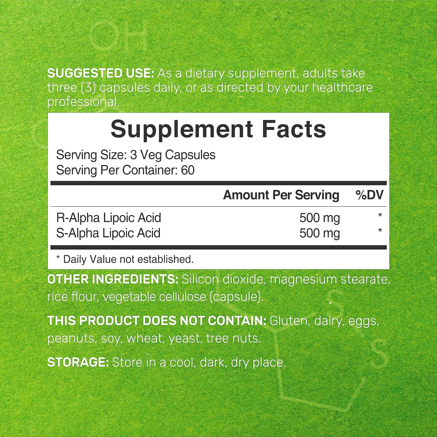 Deal Supplement Alpha Lipoic Acid 1000mg ALA & S-ALA Energy & Nervous System 180 Veggie Caps - Görsel 3