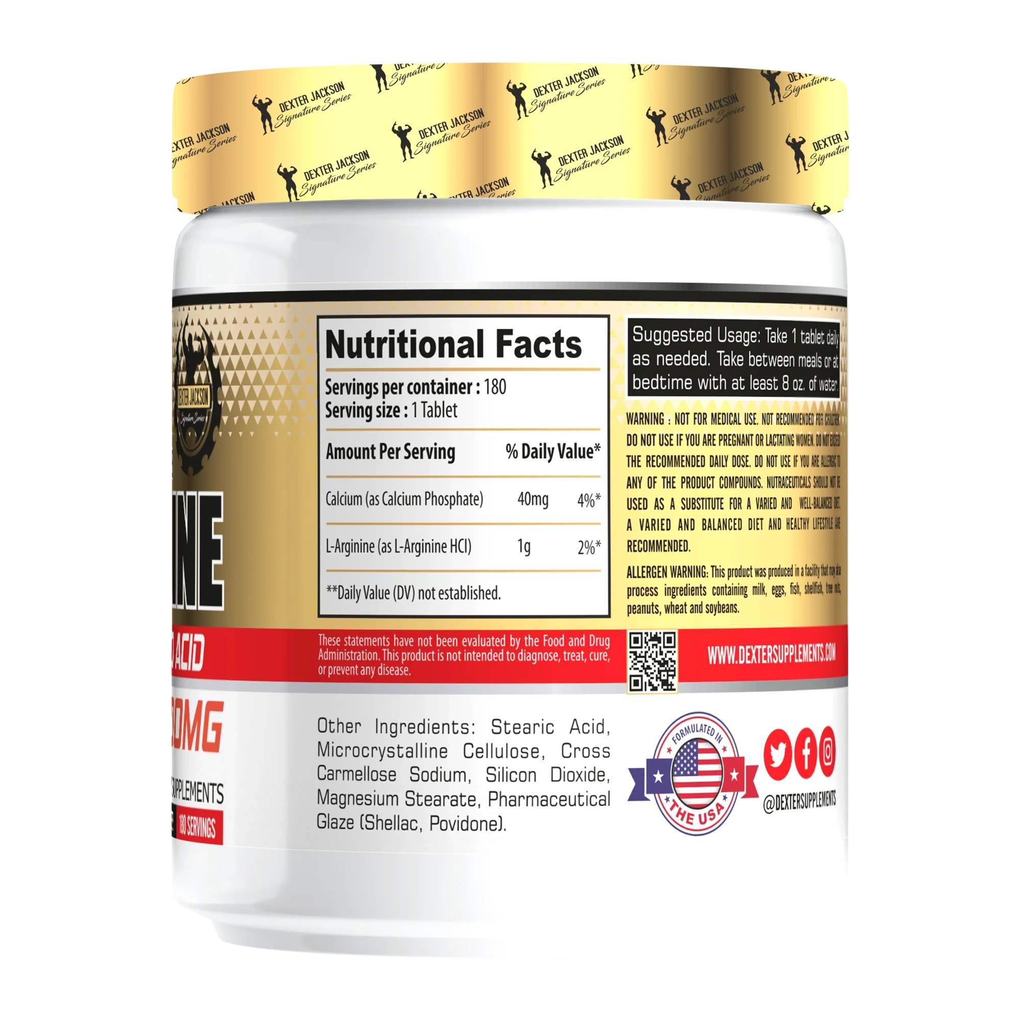 Dexter Jackson Signature Series L-Arginine Arjinin 180 Tablet USA - Görsel 2