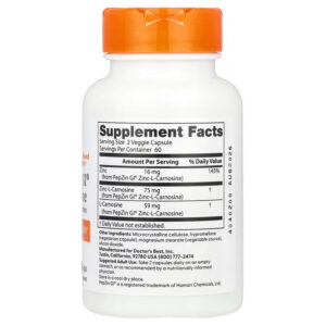 Doctor's Best PepZin GI® Zinc-L-Carnosine Digestive Complex 120 Veggie Caps - Görsel 4