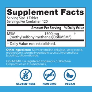 Doctors Best MSM Supports Hair Skin, Nails & Joints Methylsulfonylmethane 120 Tablet - Görsel 2