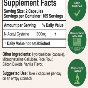 DOUBLE WOOD N-Acetyl Cysteine NAC 210  500 mg caps