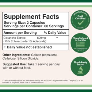 Double Wood Cistanche Tubulosa Extract Test For men Anti-aging 500mg 120 Caps