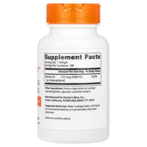 Doctors Best Vitamin D3 125 Mcg 5000 180 Softgels - Görsel 2