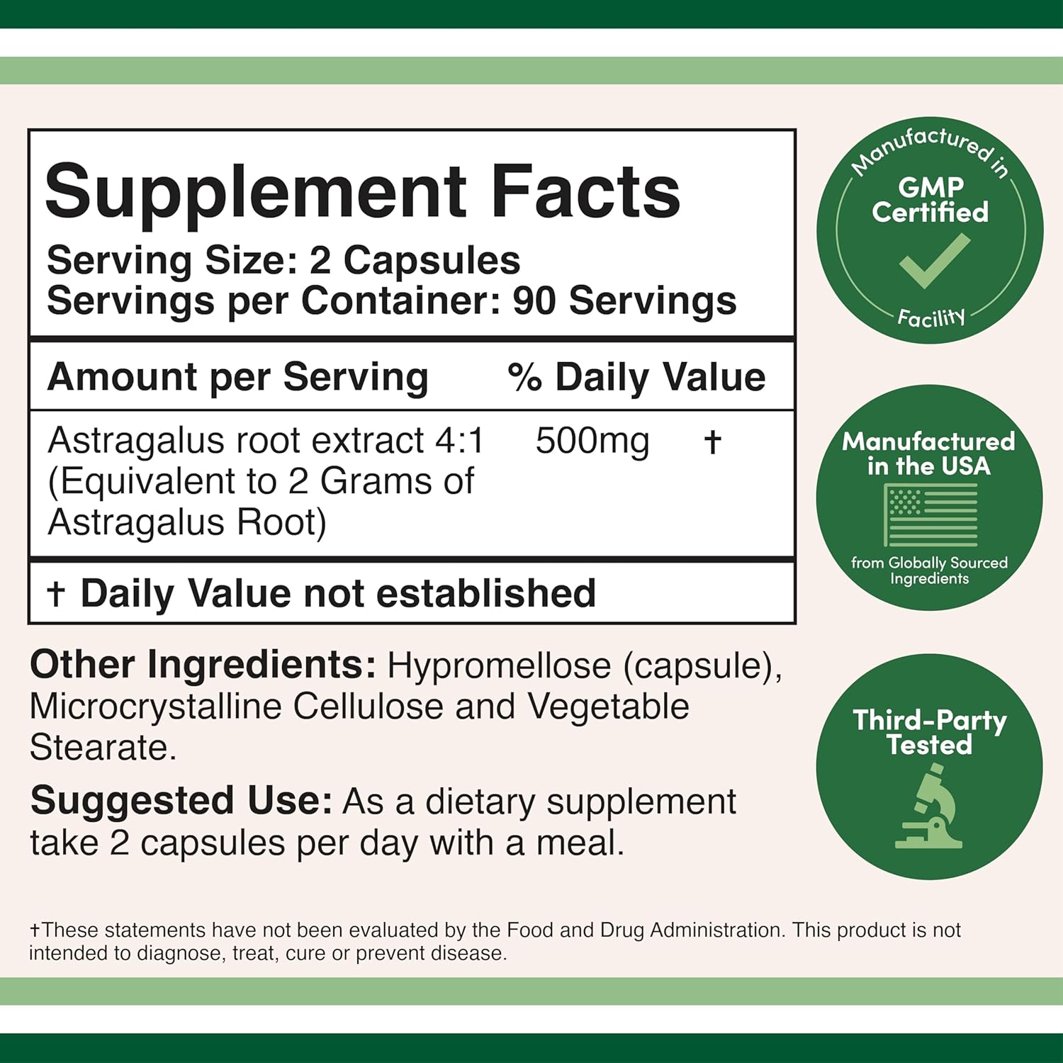 Double Wood Immune Support Boosting Astragalus 500mg 180 Caps