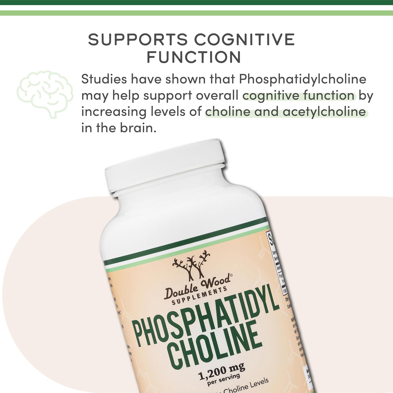 Double Wood Phosphatidylcholine Sunflower and Soy Lecithin Brain Health 1,200mg – 210 Softgels - Görsel 2