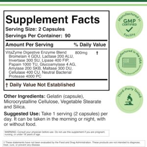 Double Wood Digestive Enzymes Bromelain Lactase 180 Caps