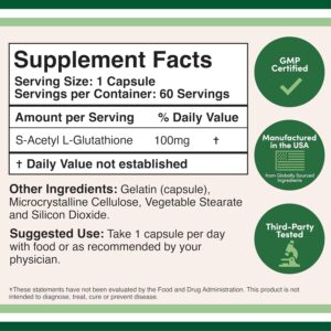 Double Wood S-Acetyl Liposomal L-Glutathione Antioxidant 100mg 60 Caps - Görsel 2