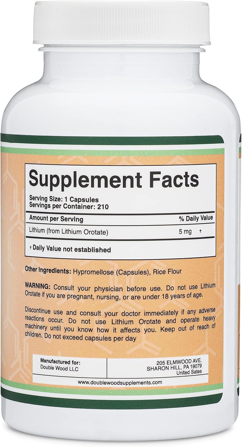 Double Wood Lithium Orotate 5 mg Cognition and Brain Health 210 Caps - Görsel 2