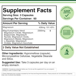 Double Wood Magnesium Complex Citrate Bisglycinate Taurate Malate L-Aspartate Orotate and Ascorbate 180 Caps