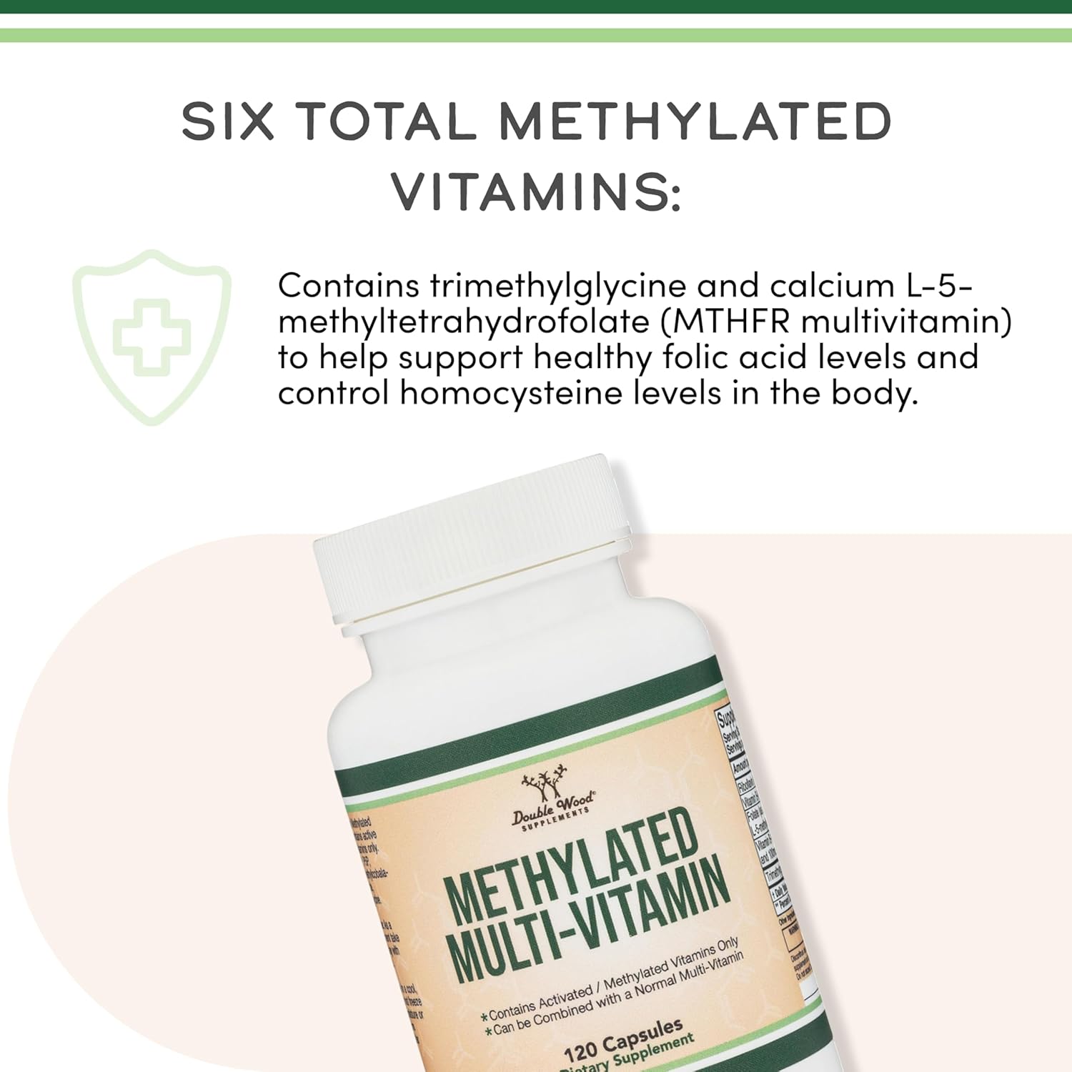 DOUBLE WOOD Methylated Multivitamin B Complex B6-B12 with TMG 120 Caps