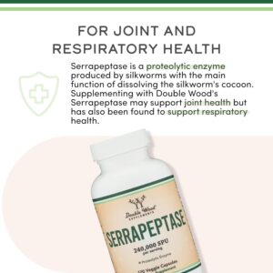 Double Wood Serrapeptase 240,000 Proteolytic Hearth Enzyme Joint Health 120 Caps