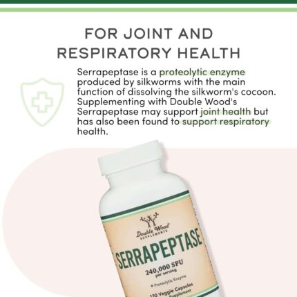 Double Wood Serrapeptase 240,000 Proteolytic Hearth Enzyme Joint Health 120 Caps