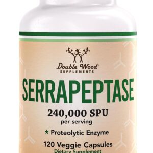 Double Wood Serrapeptase 240,000 Proteolytic Hearth Enzyme Joint Health 120 Caps