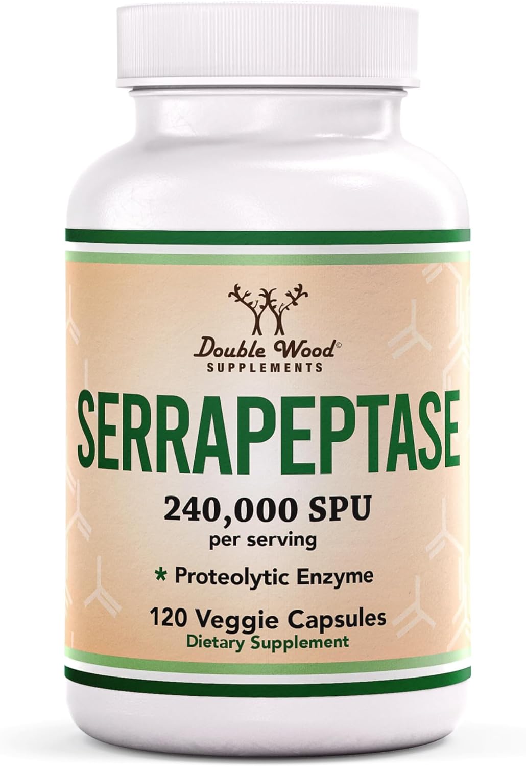 Double Wood Serrapeptase 240,000 Proteolytic Hearth Enzyme Joint Health 120 Caps - Görsel 2