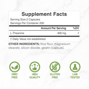 Deal Supplement L-Theanine 400mg Extra Strength Amino Acids for Focus & Relaxation Support 400 Caps - Görsel 2
