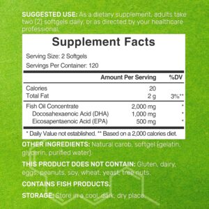 Deal Supplement DHA EPA Omega 3 Fish oil Brain Heart & Joint Health 240 Softgels - Görsel 3