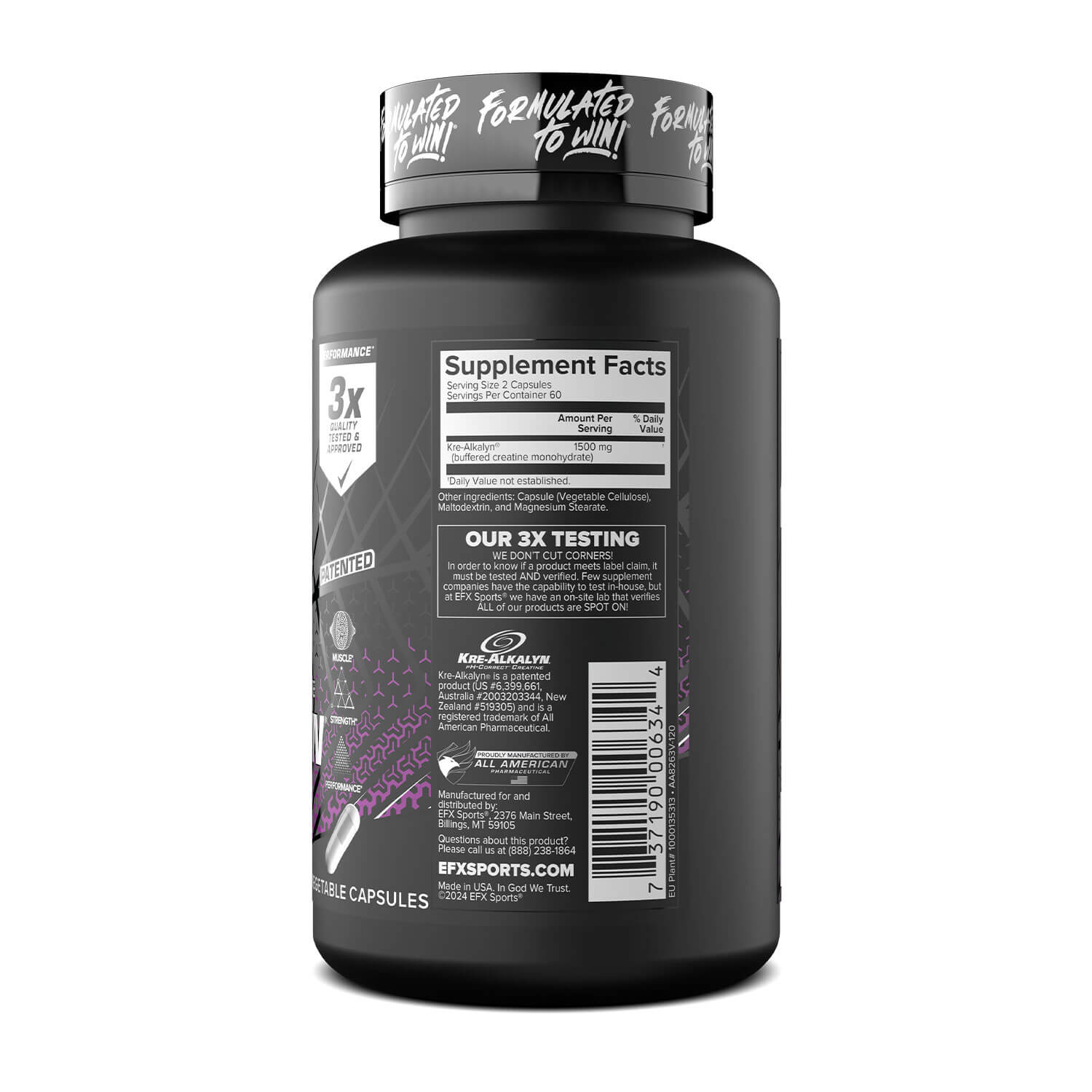 EFX Sports Kre-Alkalyn Creatine Hardcore 120 Capsules - Görsel 2