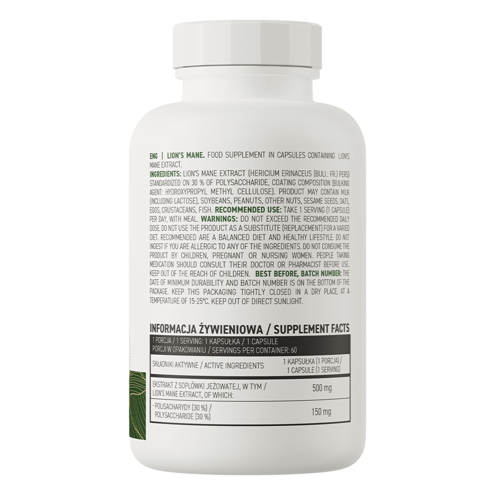 OstroVit Lion’s Mane (Aslan Yelesi Özü)  VEGE 500 mg 60 capsules