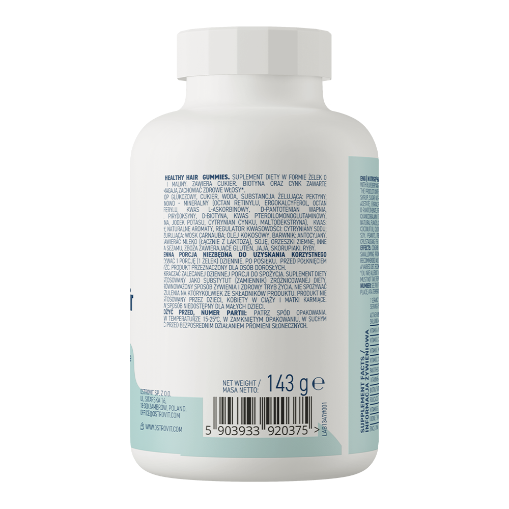 OstroVit NUTRISIE® Healthy Hair Biotin + Folic acid + B12 Gummies 60 pieces blueberry-raspberry