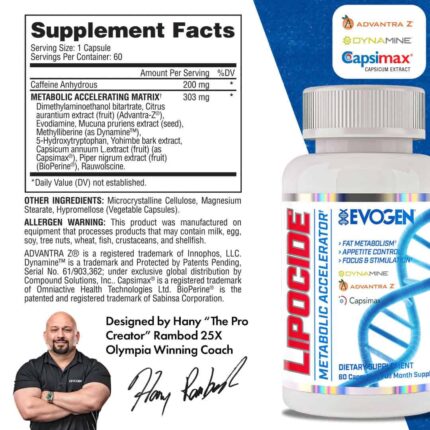 Evogen Nutrition Lipocide Yohimbine 60 Caps