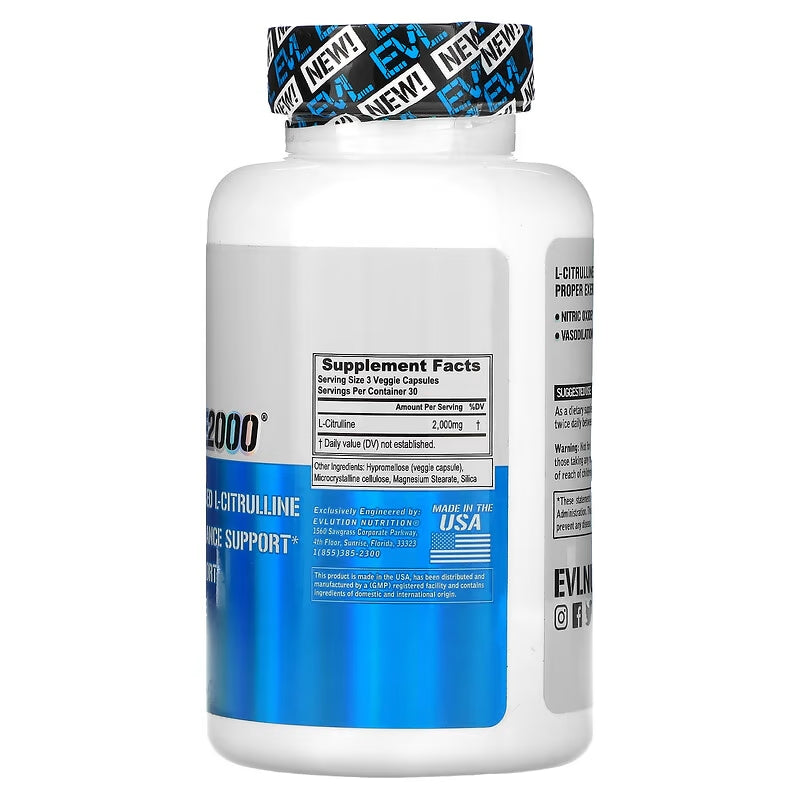 EVLution Nutrition L-Citrulline 2000 90 Veggie Caps - Görsel 2
