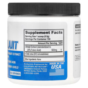 EVLution Nutrition Shilajit Powder Unflavored 500 Mg 150 Servis - Görsel 2