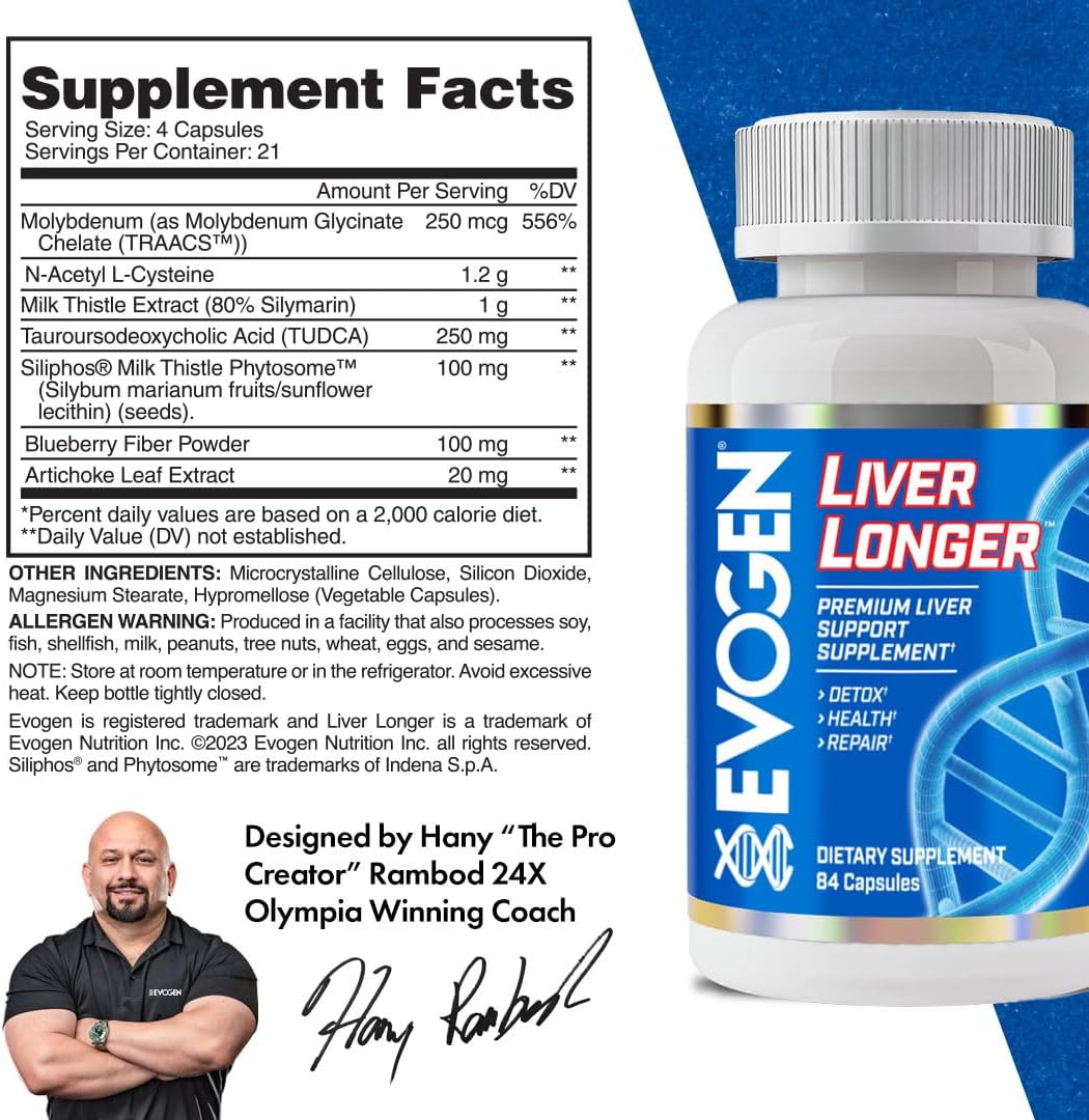 Evogen Liver Longer Molybdenum & Nac & Milk Thistle & Tudca Detox Health & Repair 84 Caps - Görsel 3