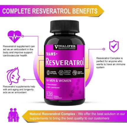 VIVALIFER Resveratrol+Vitamin C Anti-Aging Immune, Cardiovascular Joint 500mg+120mg 120 Caps