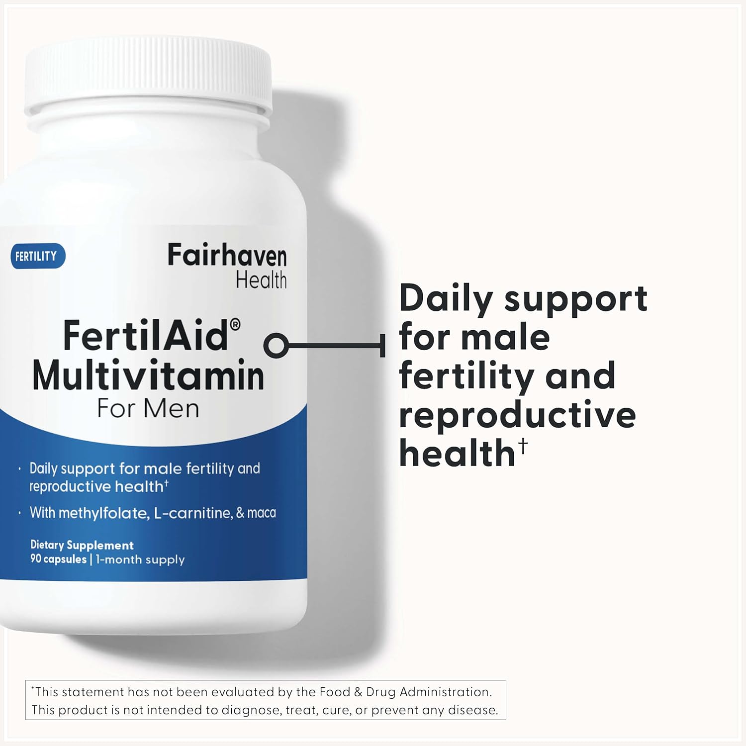 Fairhaven Health FertilAid for Men Vitamin & Multivitamin Fertility L-carnitine Zinc and Methyl Folate Maca 90 Caps - Görsel 2