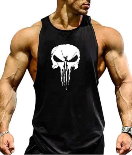 Rahat Nefes Alan Kumaş Punisher Atlet (Siyah s beden)