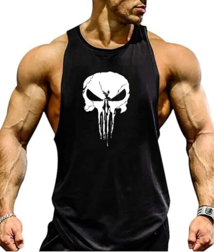 Rahat Nefes Alan Kumaş Punisher Atlet (Siyah s beden)