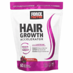 Force Factor Hair Growth Accelerator Hair Skin & Nails Vitamin Biotin Mixed Berry 60 Soft Chews