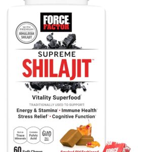 Force Factor Supreme Shilajit, Premium Himalayan Shilajit Trace Mineral Immune Health 60 Chews