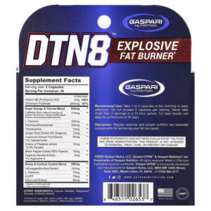 Gaspari Nutrition DTN8 Explosive Fat Burner  60 Kapsül - Görsel 2