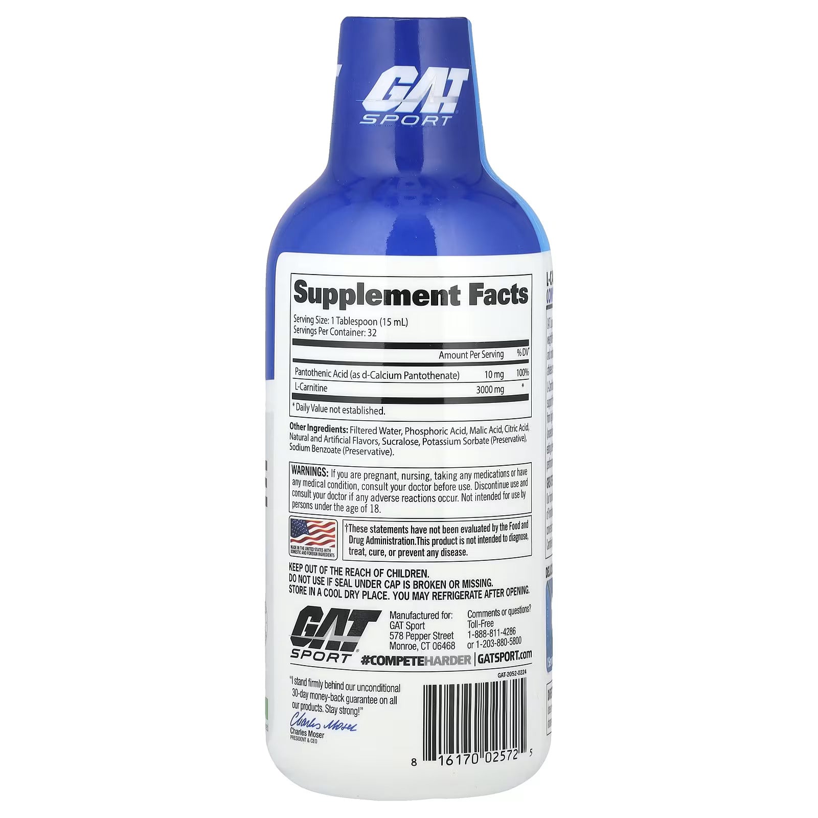 GAT, Sport, L-Carnitine Fat To Energy Support Amino acids 473 Ml – 32 Servis