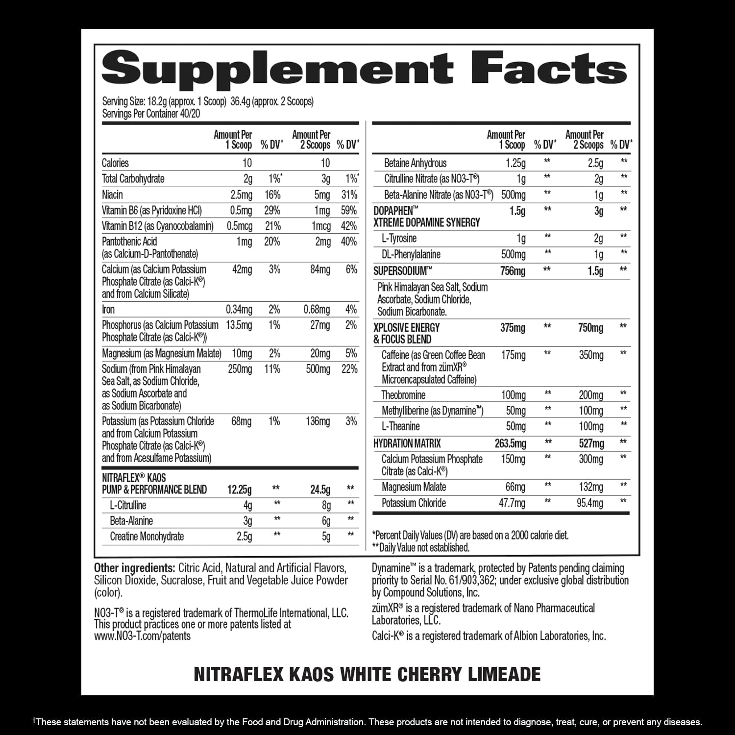 GAT SPORT Nitraflex KAOS PreWorkout Powder Citrulline Nitrates Pump & Focus Booster 40 Servings
