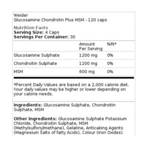 WEİDER Glucosamine Chondroitin Plus MSM – 120 caps - Görsel 2
