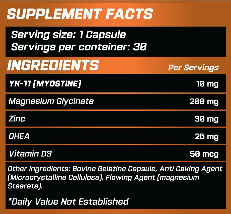 Grimlabs Hellsing YK11+Dhea+Zinc 10 MG 30 Servings Myostatin Inhibitor - Görsel 2