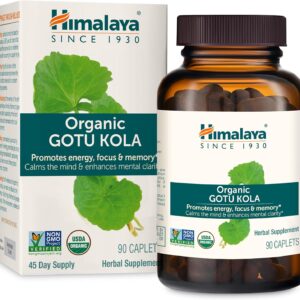 Himalaya Organic Gotu Kola Nootropic with Adaptogens for Energy, Focus, Memory Brain Cognitive 90 Caplet