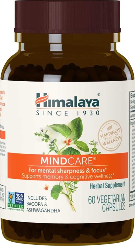 Himalaya MindCare Nootropic Herbal Brain for Memory and Focus Bacopa Ashwagandha 60 Caps