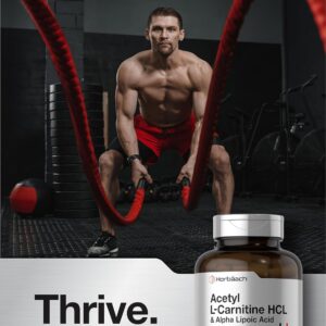Horbaach Acetyl L-Carnitine HCL & Alpha Lipoic Acid 1200mg per serving 120 Capsules
