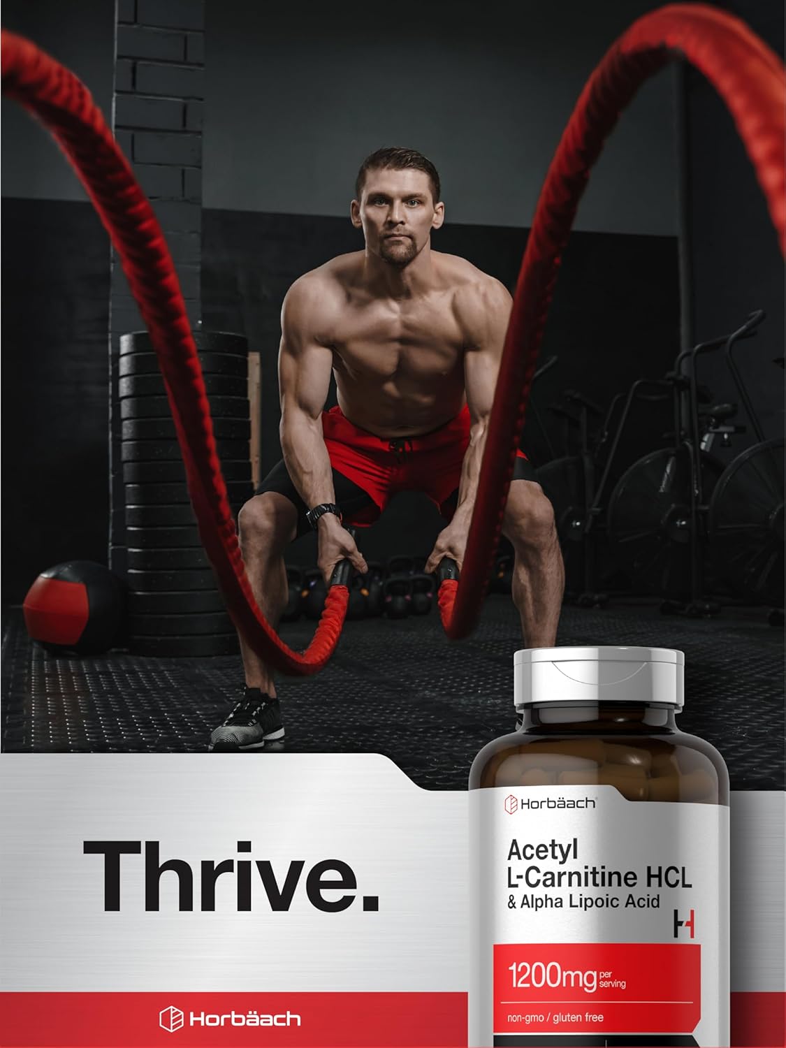 Horbaach Acetyl L-Carnitine HCL & Alpha Lipoic Acid 1200mg per serving 120 Capsules - Görsel 2