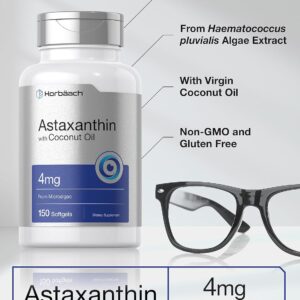 Horbäach Astaxanthin with Coconut Oil Skin Eyes Heart Support 4mg | 150 Softgels