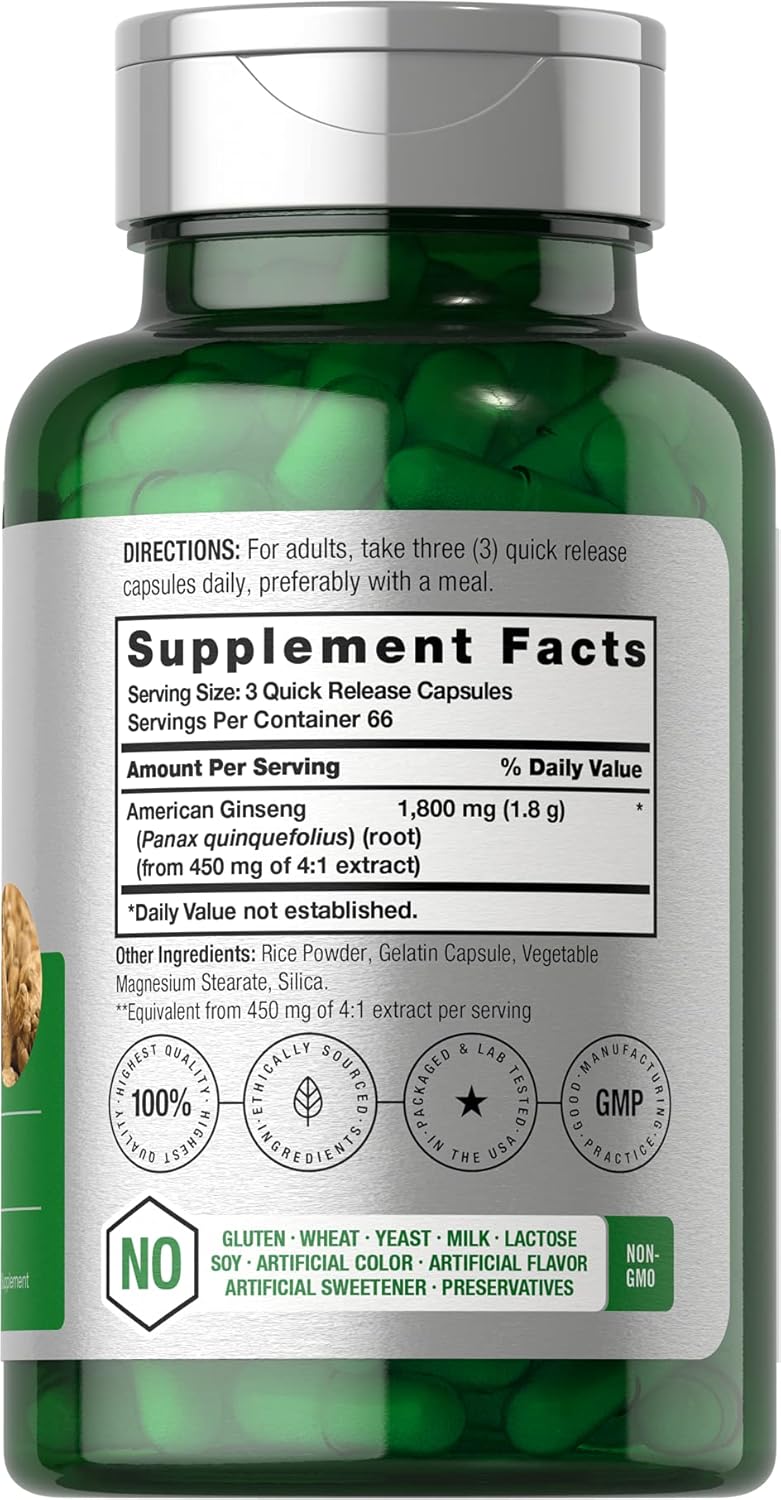 Horbaach American Ginseng 1800 mg 200 Caps - Görsel 3