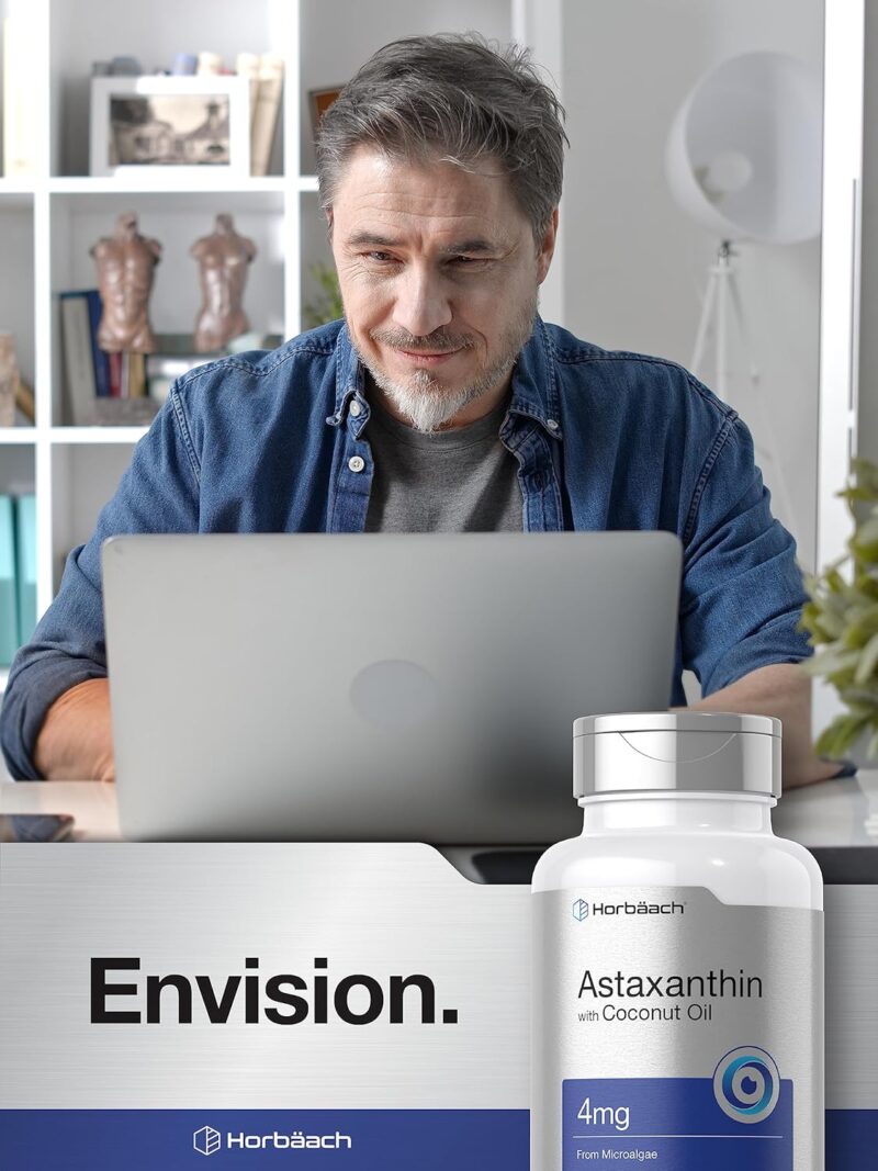 Horbäach Astaxanthin with Coconut Oil Skin Eyes Heart Support 4mg | 150 Softgels - Görsel 3