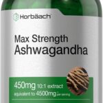 Horbäach Ashwagandha Max Strength 4500 mg 10:1 for Women and Men Non-GMO Gluten Free 200 Caps