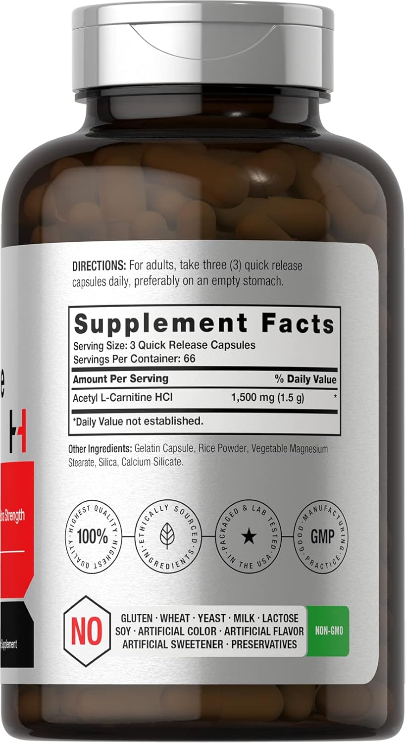 Horbäach Acetyl L-Carnitine 1500mg 200 Caps - Görsel 2
