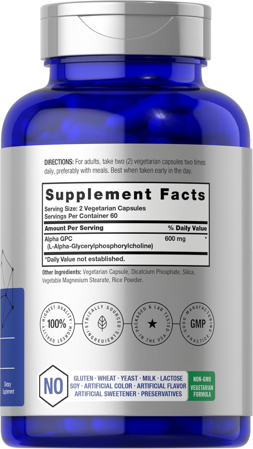 Horbäach Alpha GPC Choline Healthy Memory Focus and Clarity 600mg 120 Caps - Görsel 2