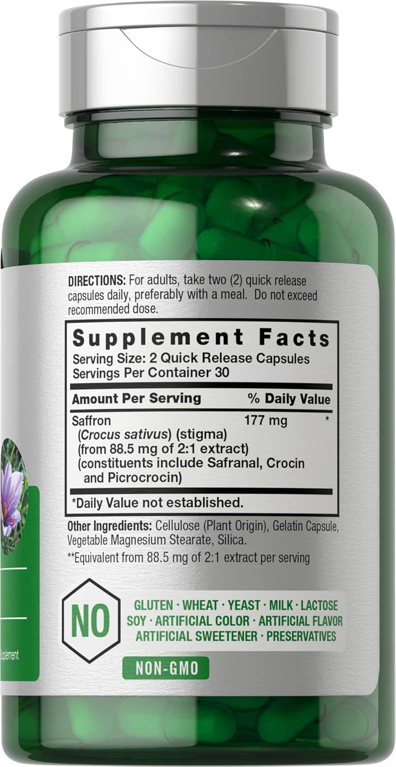 Horbäach Saffron Extract Caps 177 mg 60 Pills for Women and Men - Görsel 2